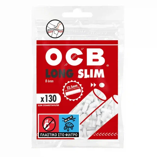 Filtre pentru tigari OCB LONG SLIM 22,5mm, Ø 6mm (pachet de 130 bucăți)