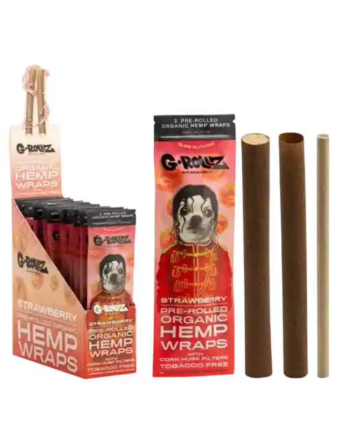 2x Strawberry Flavoured Pre-Rolled Hemp Wraps – ‘Pop